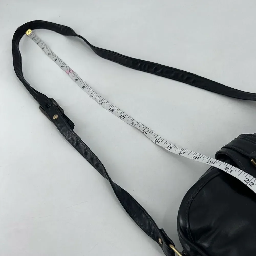 Stone Mountain‎ Women's Sling Bag Shoulder Leather Vintage brass Hardware Black